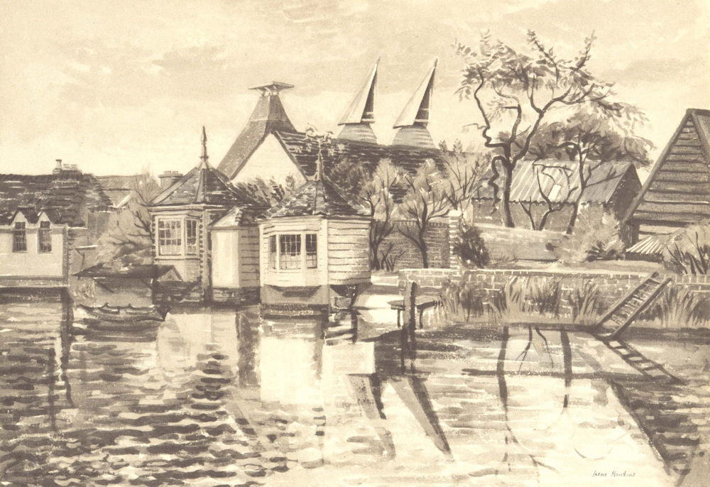 HERTFORDSHIRE. The Backs at Ware. By Irene Hawkins 1946 old vintage print